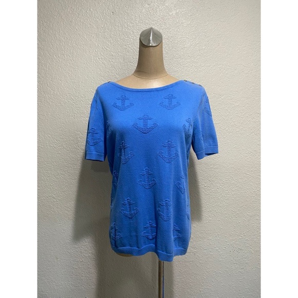 Croft&Barrow Blue Anchor Blouse M - Picture 1 of 2